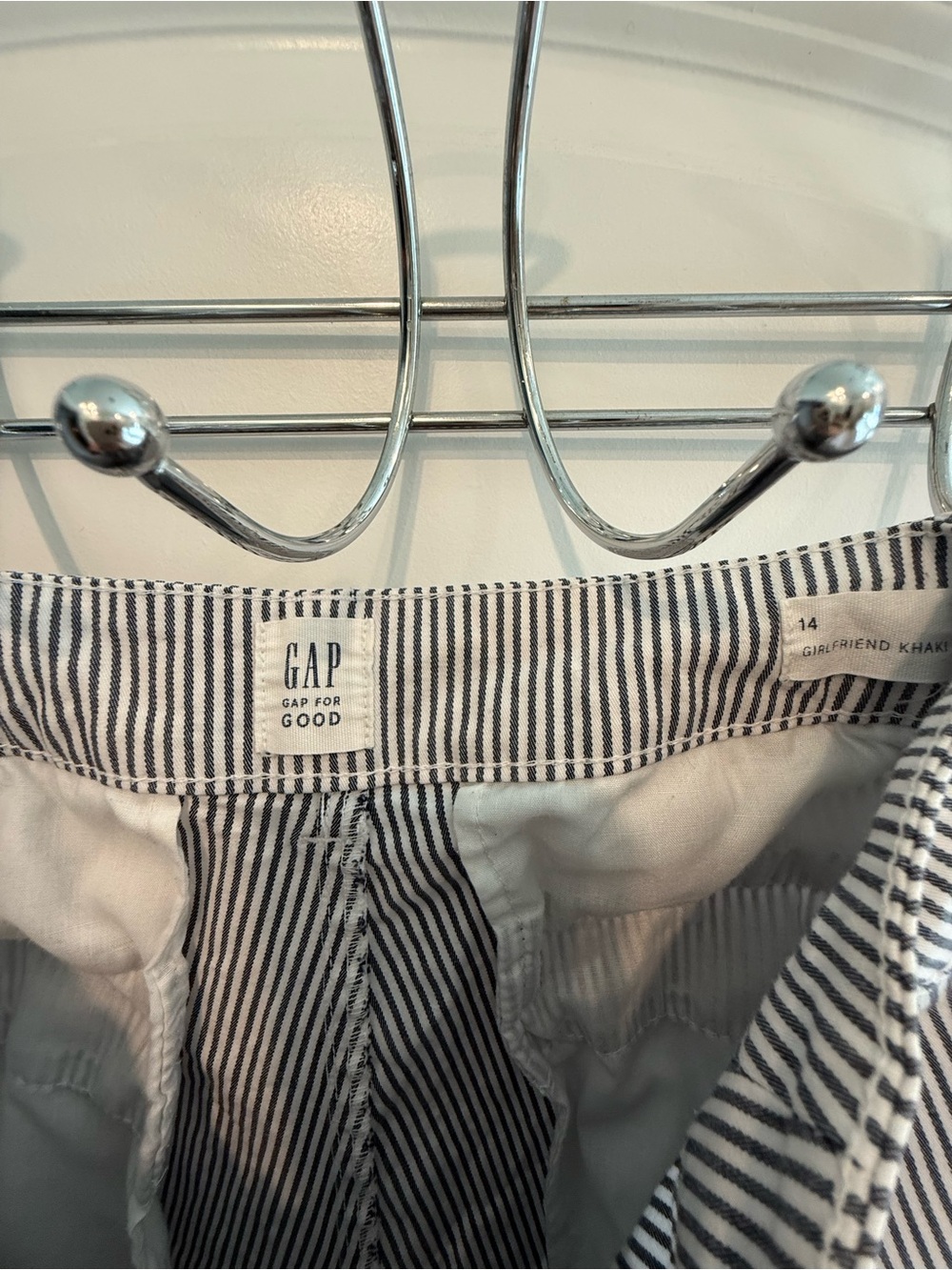 GAP Navy and White Striped Girlfriend Khaki Shorts